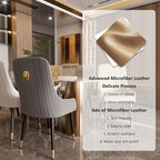 Modern PU Leather Set of 2 Dining Chairs with Metal Legs - 17x17x36