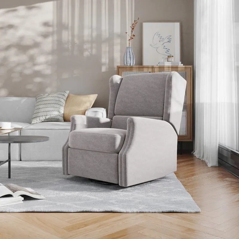 Wingback Manual Rocking Glider Recliner Chair with 360 Swivel
