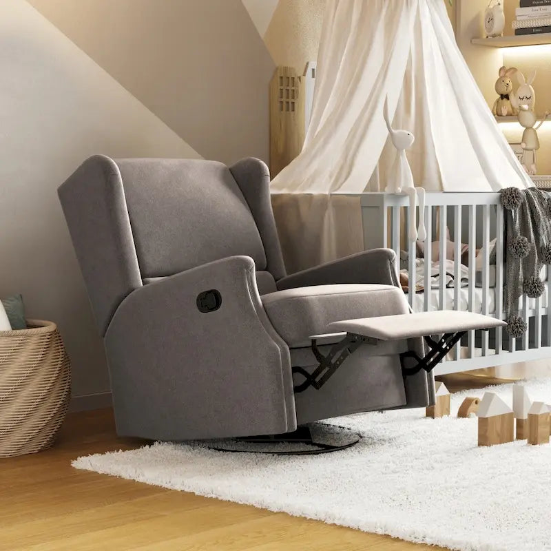 Wingback Manual Rocking Glider Recliner Chair with 360 Swivel