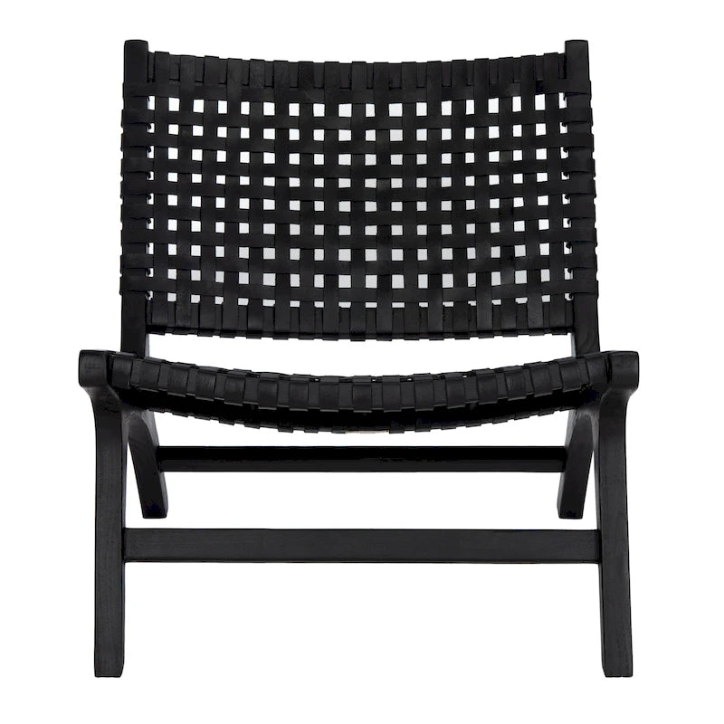 SAFAVIEH Theodora Leather Woven Accent Chair - 25.2 W x 31.5 L x 26.8 H - 25Wx31Dx27H
