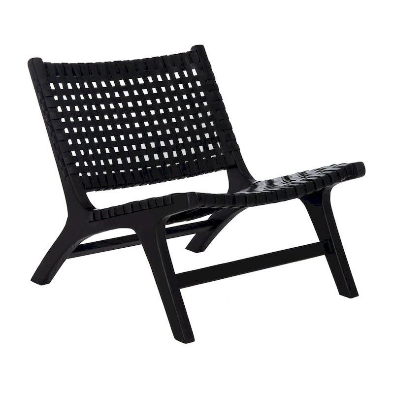 SAFAVIEH Theodora Leather Woven Accent Chair - 25.2 W x 31.5 L x 26.8 H - 25Wx31Dx27H