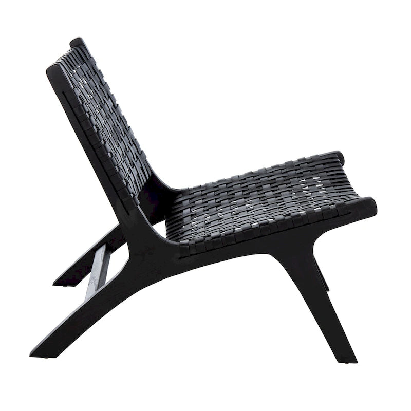 SAFAVIEH Theodora Leather Woven Accent Chair - 25.2 W x 31.5 L x 26.8 H - 25Wx31Dx27H