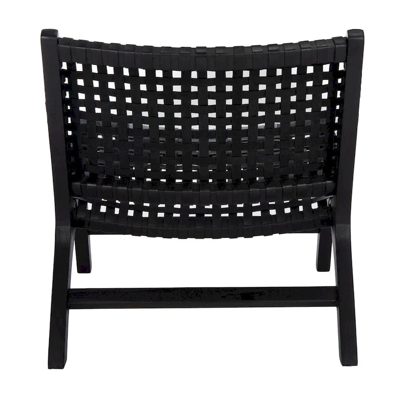 SAFAVIEH Theodora Leather Woven Accent Chair - 25.2 W x 31.5 L x 26.8 H - 25Wx31Dx27H