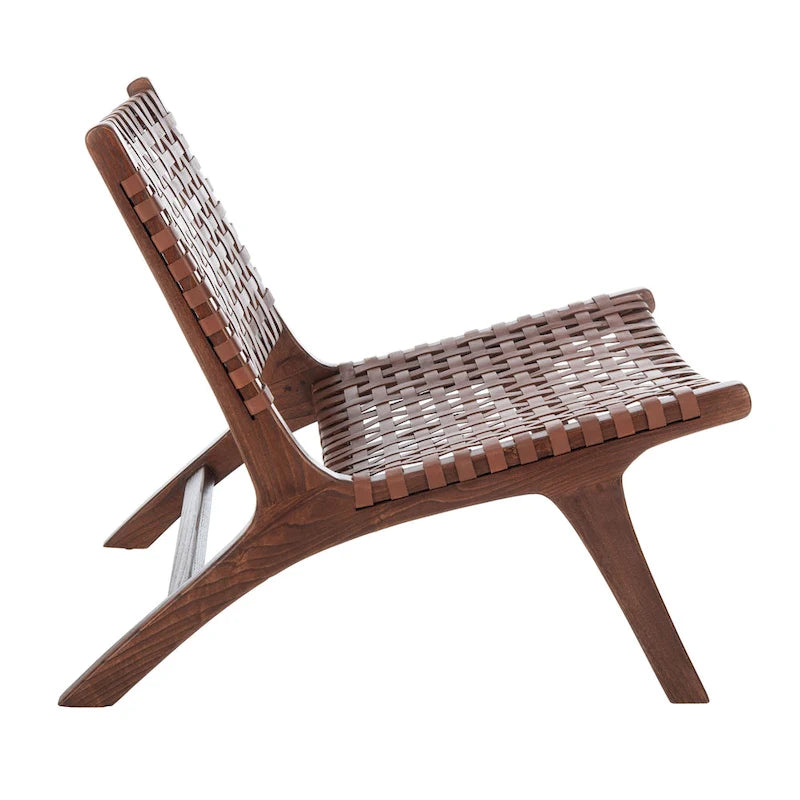 SAFAVIEH Theodora Leather Woven Accent Chair - 25.2 W x 31.5 L x 26.8 H - 25Wx31Dx27H