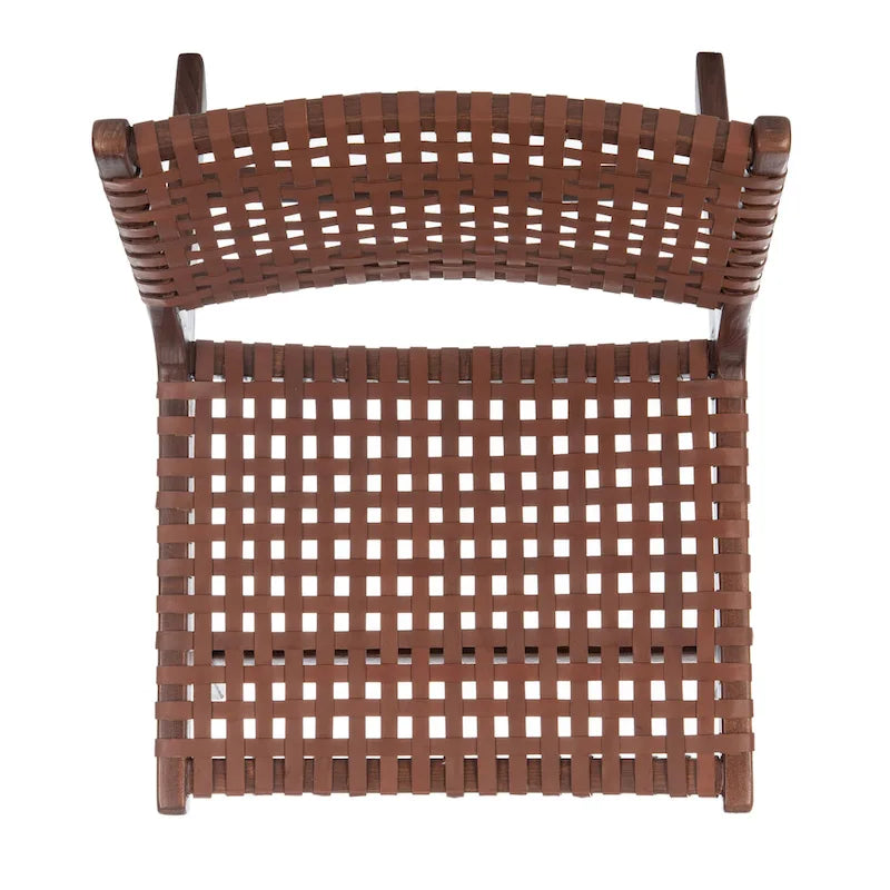 SAFAVIEH Theodora Leather Woven Accent Chair - 25.2 W x 31.5 L x 26.8 H - 25Wx31Dx27H