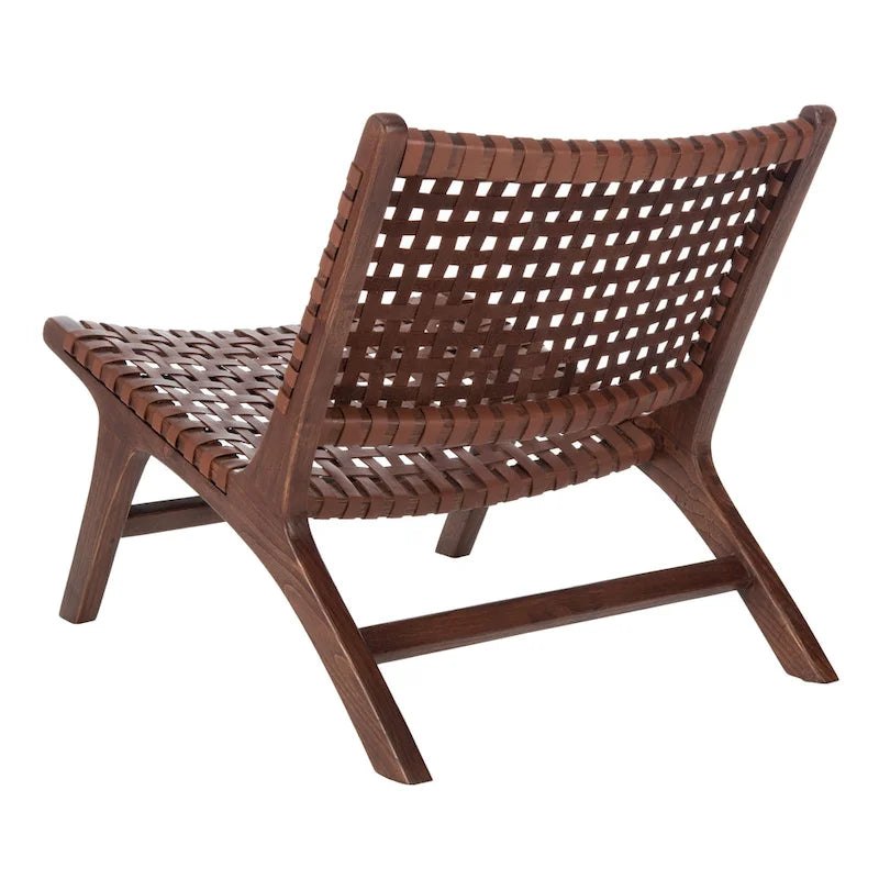 SAFAVIEH Theodora Leather Woven Accent Chair - 25.2 W x 31.5 L x 26.8 H - 25Wx31Dx27H