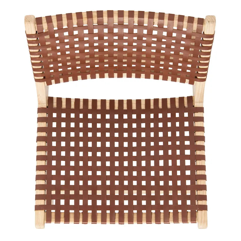 SAFAVIEH Theodora Leather Woven Accent Chair - 25.2 W x 31.5 L x 26.8 H - 25Wx31Dx27H