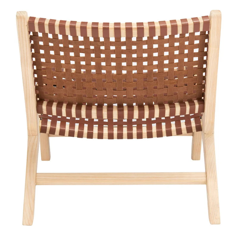 SAFAVIEH Theodora Leather Woven Accent Chair - 25.2 W x 31.5 L x 26.8 H - 25Wx31Dx27H
