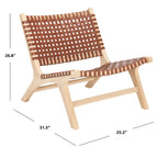 SAFAVIEH Theodora Leather Woven Accent Chair - 25.2 W x 31.5 L x 26.8 H - 25Wx31Dx27H
