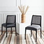 SAFAVIEH Sylva Rattan Cushion Dining Chair (Set of 2) - 19 W x 17.5 L x 32 H - 19Wx18Dx32H