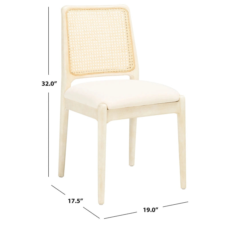 SAFAVIEH Sylva Rattan Cushion Dining Chair (Set of 2) - 19 W x 17.5 L x 32 H - 19Wx18Dx32H