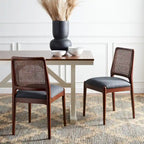 SAFAVIEH Sylva Rattan Cushion Dining Chair (Set of 2) - 19 W x 17.5 L x 32 H - 19Wx18Dx32H
