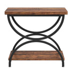 2-Tier Rectangular Wood Metal End Side Chairside Table
