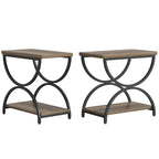 2-Tier Rectangular Wood Metal End Side Chairside Table