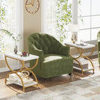 2-Tier Rectangular Wood Metal End Side Chairside Table