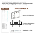 Wooden Tv Stand with Black Tempered Glass Adjustable Swivel Entertainment Center With Mount TV Stand