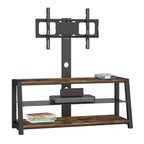 Wooden Tv Stand with Black Tempered Glass Adjustable Swivel Entertainment Center With Mount TV Stand