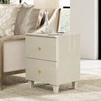 WAMPAT End Table with Charging Station and 2 Drawer for Living Room