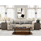 WAMPAT End Table with Charging Station and 2 Drawer for Living Room