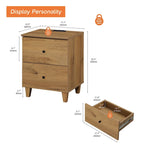 WAMPAT End Table with Charging Station and 2 Drawer for Living Room