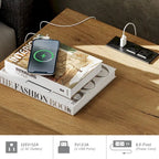 WAMPAT End Table with Charging Station and 2 Drawer for Living Room