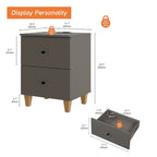 WAMPAT End Table with Charging Station and 2 Drawer for Living Room