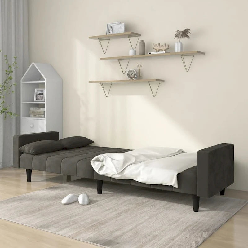 vidaXL 2-Seater Sofa Bed Upholstered Convertible Sleeper Sofa Couch Velvet - 86.6 x 33.3 x 27.2