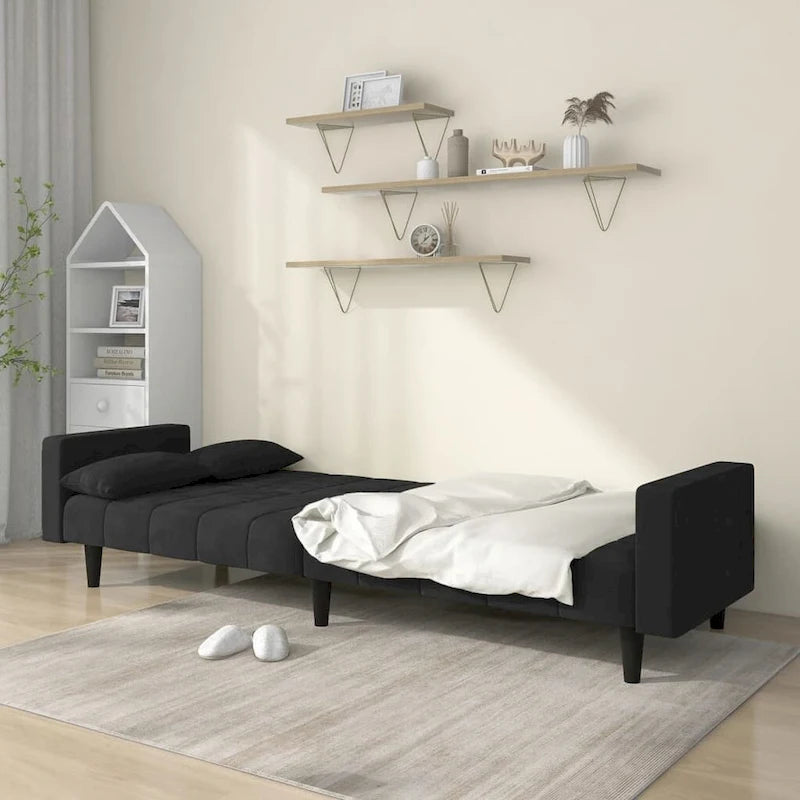 vidaXL 2-Seater Sofa Bed Upholstered Convertible Sleeper Sofa Couch Velvet - 86.6 x 33.3 x 27.2