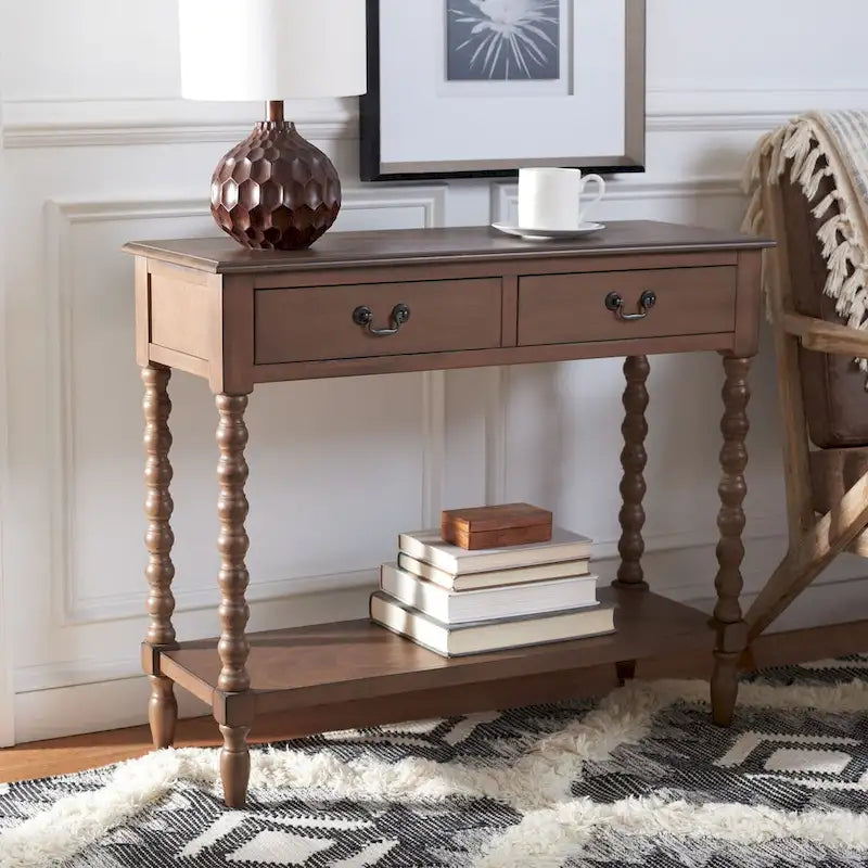 SAFAVIEH Henretta 2-Drawer Console Table - 35.5 W x 13 L x 29.5 H - 35.5 W x 13 L x 29.5 H - 36Wx13Dx30H