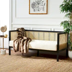SAFAVIEH Mandie Rattan Sofa - 29 W x 62 D x 30 H - 29Wx62Dx29H