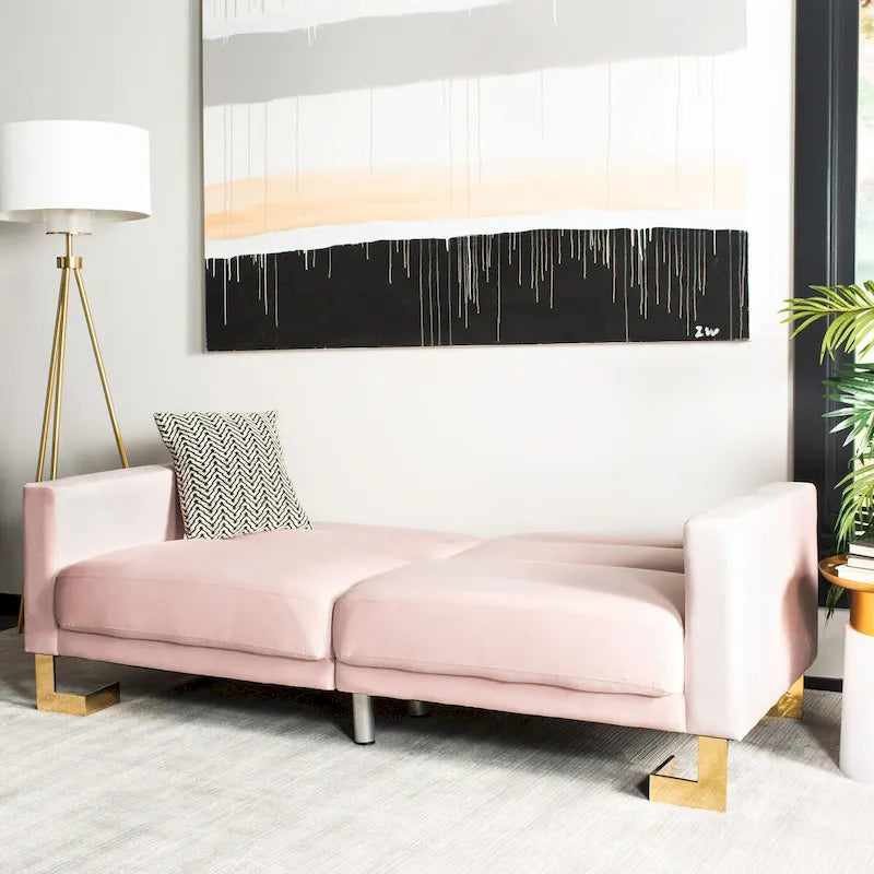 SAFAVIEH Spring Two-In-One Modern Foldable Beige Loveseat Sofa Bed