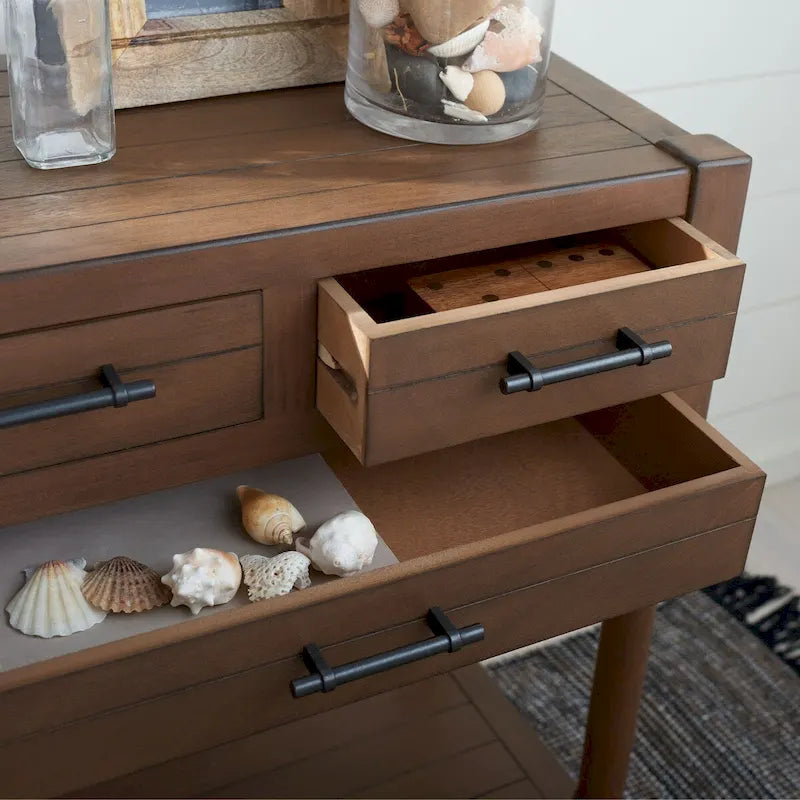 SAFAVIEH Philomene Distressed White 3-Drawer Console Table - 23.5 W x 13 L x 29.5 H - 24Wx13Dx30H