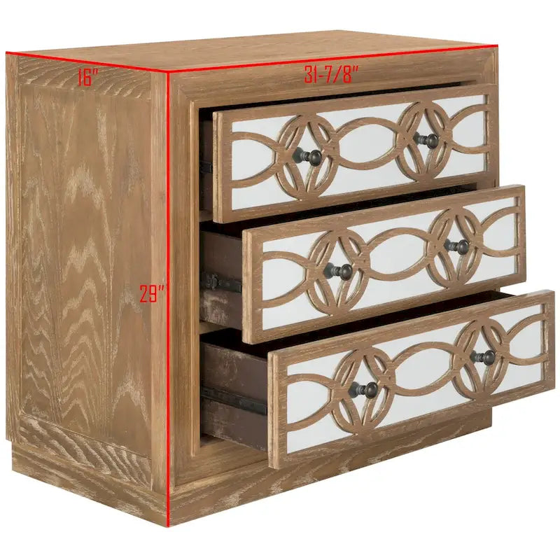 SAFAVIEH Tiny 3-Drawer Nickel Storage Chest - 32Wx16Dx29H