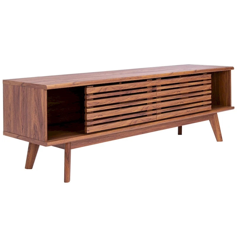 SAFAVIEH Teela Walnut 59-inch Storage Media TV Stand - 59 W x 15 L x 19 H - 59Wx15Dx19H