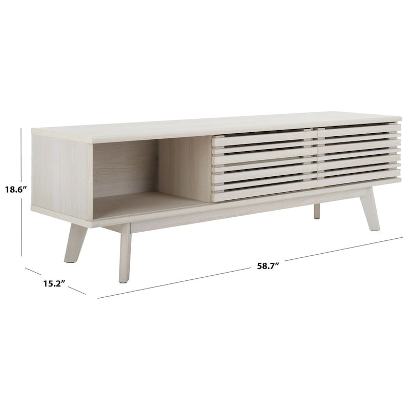 SAFAVIEH Teela Walnut 59-inch Storage Media TV Stand - 59 W x 15 L x 19 H - 59Wx15Dx19H