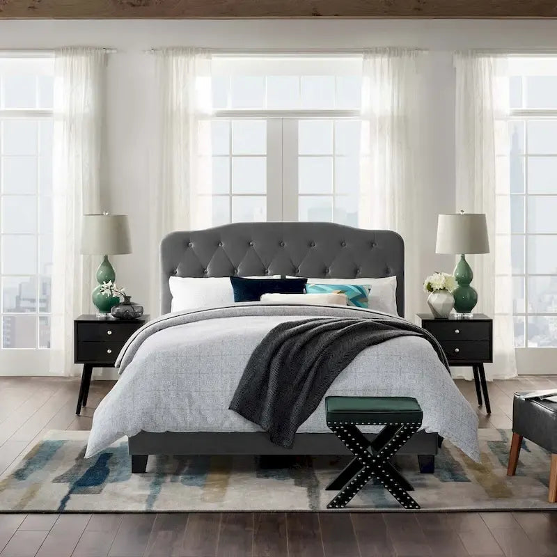 Copper Grove Ploce Queen Upholstered Velvet Bed