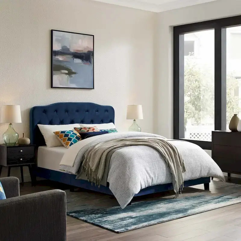 Copper Grove Ploce Queen Upholstered Velvet Bed