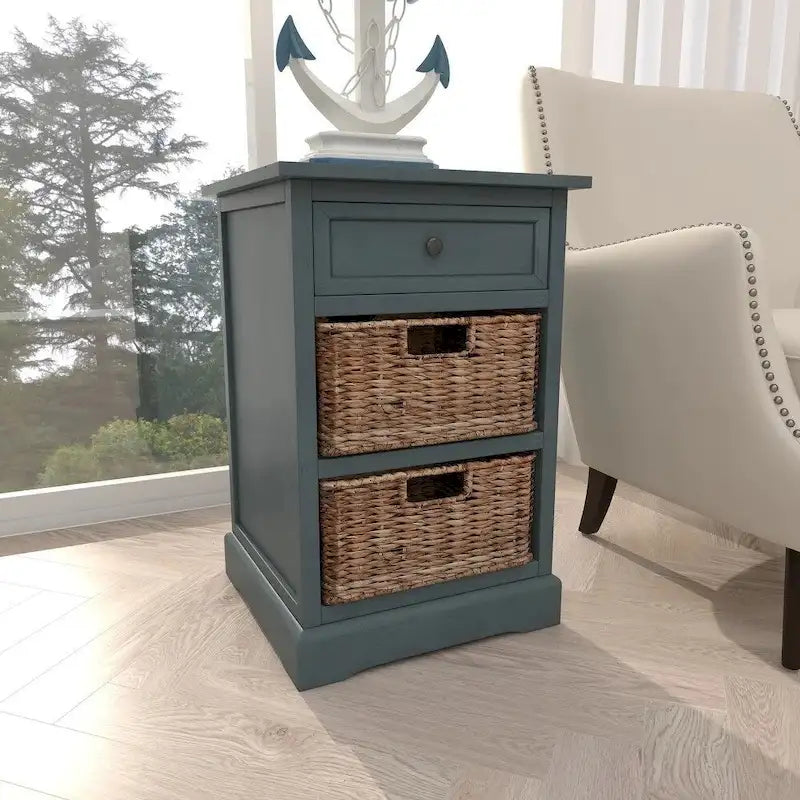 Dana Point 3-drawer Storage Wood Side Table Nightstand