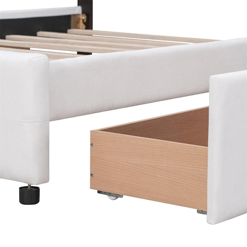 Merax Queen Upholstered Platform Bed with 4 Drawers