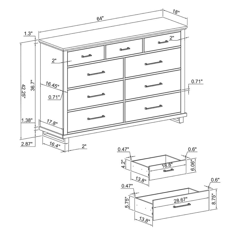 Farmhouse 4-Piece Bedroom Set - 2 Nightstand, 1 Chest and 1 Dresser