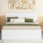 Modern Full Bed Frame With Twin Size Trundle And 2 Drawers