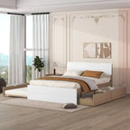 Modern Full Bed Frame With Twin Size Trundle And 2 Drawers