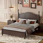 Full Size Wood Platform Bed Frame,Retro Style Platform Bed