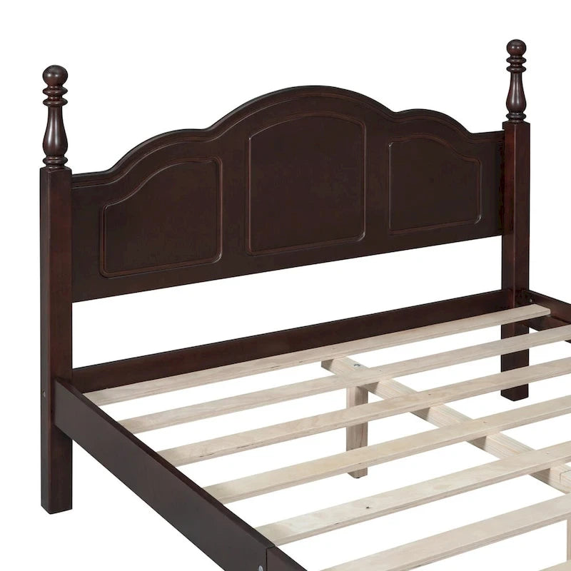 Full Size Wood Platform Bed Frame,Retro Style Platform Bed