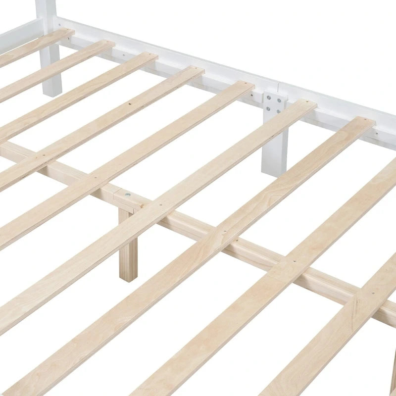 Full Size Wood Platform Bed Frame,Retro Style Platform Bed