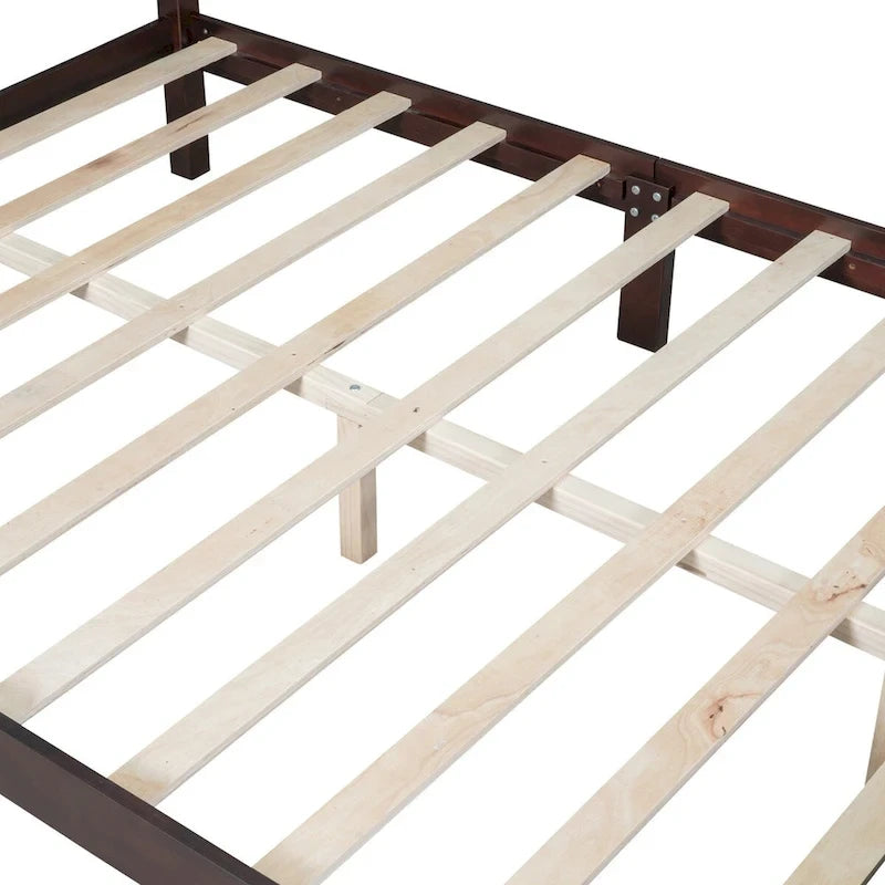 Full Size Wood Platform Bed Frame,Retro Style Platform Bed