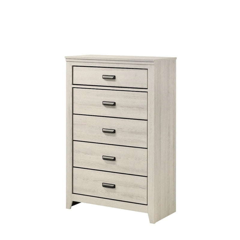 Edyth 4 Piece White LED Panel Bedroom Set