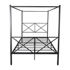 Metal Canopy Bed Frame, Platform Bed Frame Queen with X Shaped Frame Queen Black