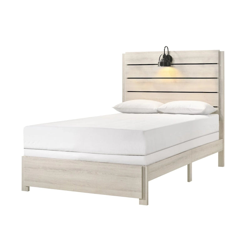 Edyth 5 Piece White LED Panel Bedroom Set