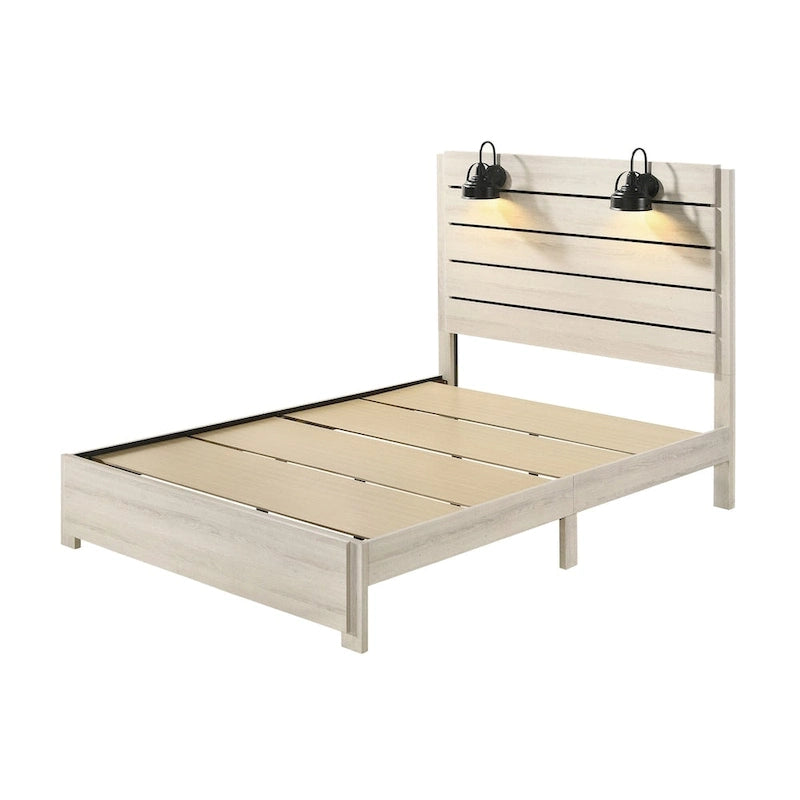 Edyth 5 Piece White LED Panel Bedroom Set